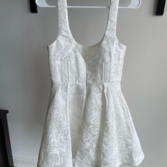 Showpo Stephane Mini Dress - Corset Scoop Neck Fit and Flare Dress Ivory (4) (S) - Picture 3 of 4